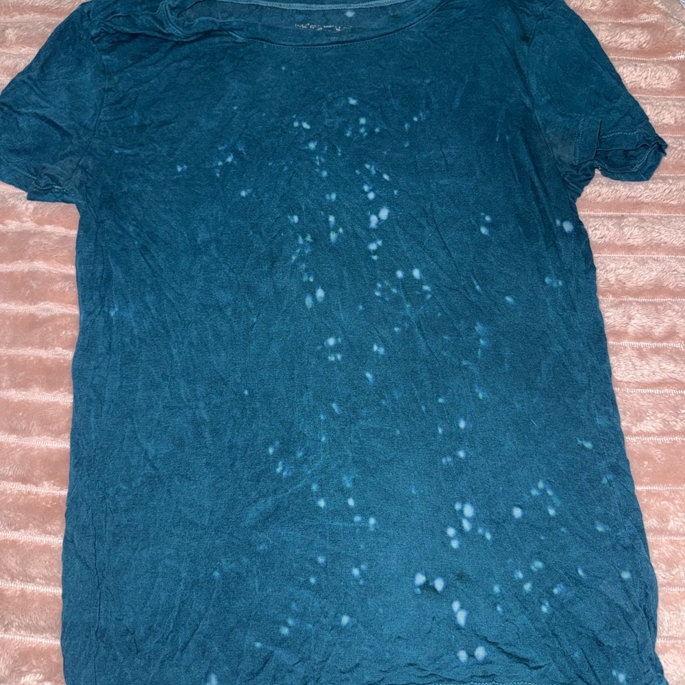 Blue Bleach Spot Design Shirt